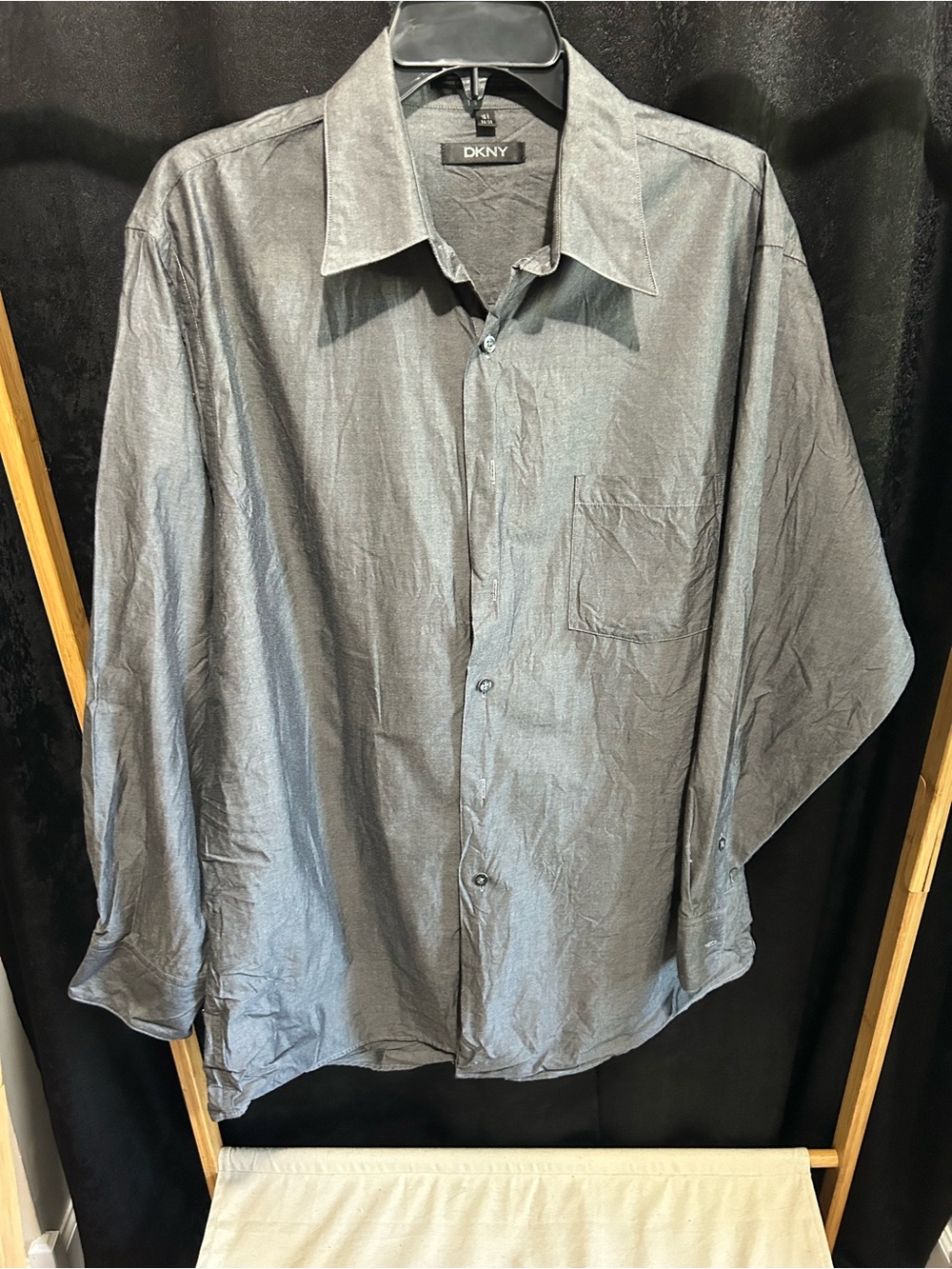 DKNY Men's Slate Grey Long-Sleeve Button-Down Shirt